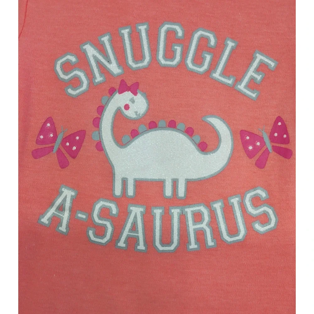 Bobbie‎ Brooks Sleepwear Pj Set Girls Youth 5/6 Pink Graphic Dino Pants Tee New